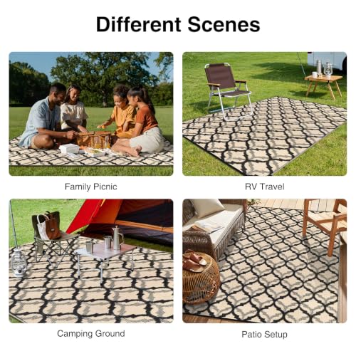 Outdoor Rug 9x12 ft Waterproof Reversible Braided Mat