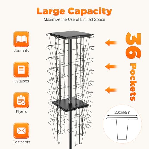 36 Pockets 360° Rotating Magazine Rack