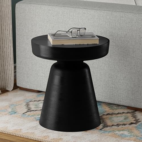 Robbie 16" Wide Solid Wood Rectangular End Table in Black