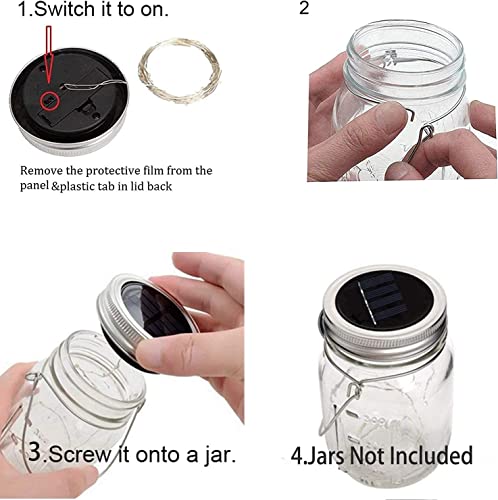 Solar Mason Jar Lid Light 8 Pack Cold White Waterproof Outdoor Decor
