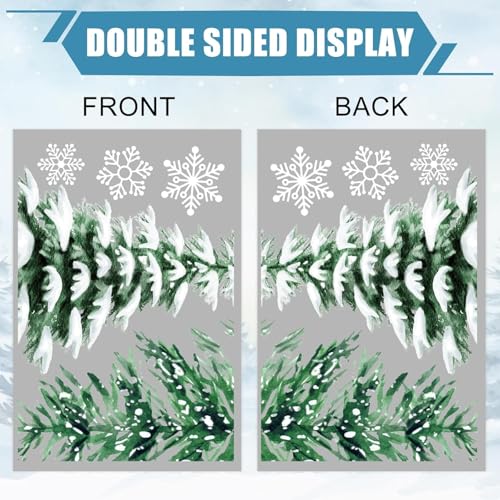 Christmas Window Clings for Glass 9 Sheet Xmas Tree Window Decals with Snowflake Designs Window Stickers Winter Windows Cling for Party Supplies Home School Office Glass Decorations (9 Count)