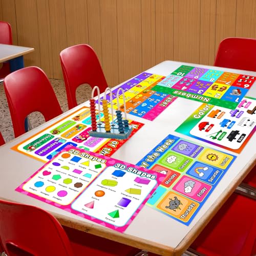 Educational Preschool Placemats Set of 6 Kid Plastic Table Mat 17×13×0.04in