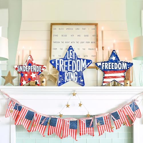 Large Size Wooden Star 4th of July Ornaments to Paint (6 Count)
