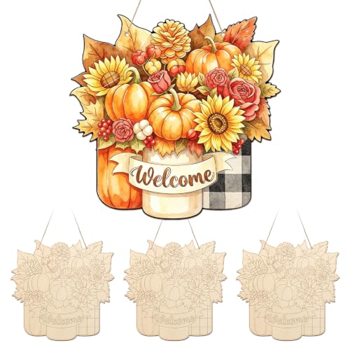 Unfinished Fall Wreaths Wood Crafts to Paint Set of 3 (3 Count)