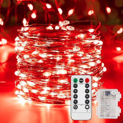 1 Pack 65.6 Ft. Battery Operated Outdoor String Lights with Remote & Timer