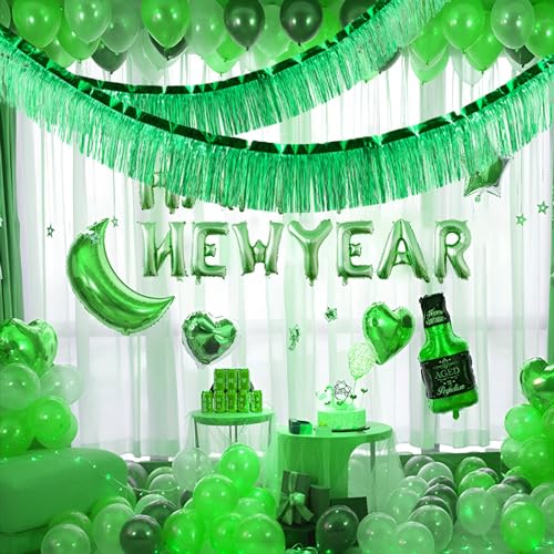 Green Foil Fringe Garland 10FT 2packs for Parade Float Decorations (20 Foot)