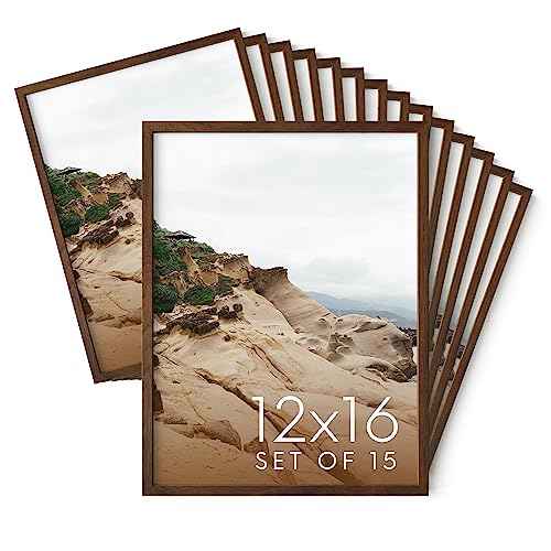 12x16 Walnut Oak Wood Picture Frames Set of 15