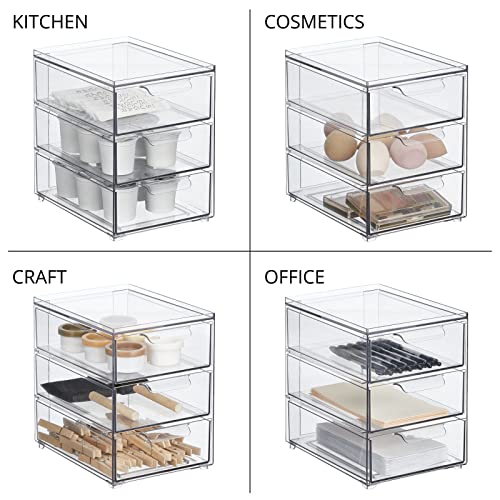 Plastic Stackable Organizer with 3 Drawers (2 Count)