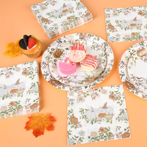 150Pcs Fall Paper Plates and Napkins Party Supplies Autumn Plates Napkin (150 Count)