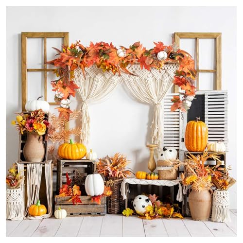 6ft Pumpkin Fall Maple Leaves Garland (6 Foot)