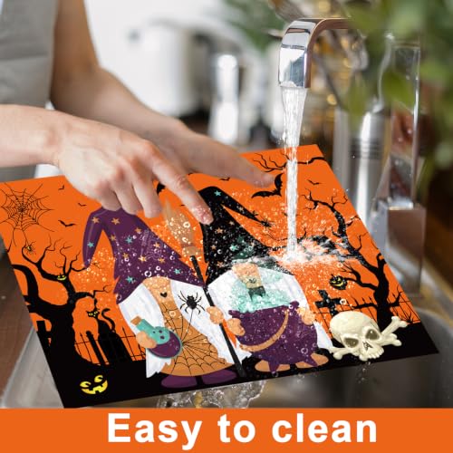 Halloween Plastic Placemats Set of 6 Orange Table mats 17×13×0.04in (6 Count)