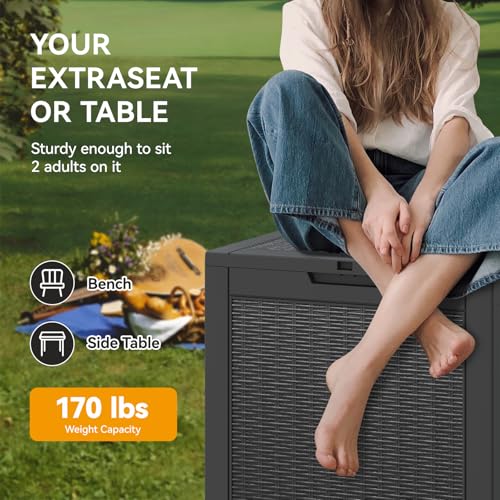 31 Gallon Outdoor Storage Box Waterproof Deck Box for Patio