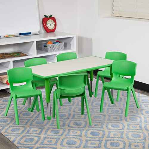 Green 47.25x23.5 Activity Table Set with 6 Chairs