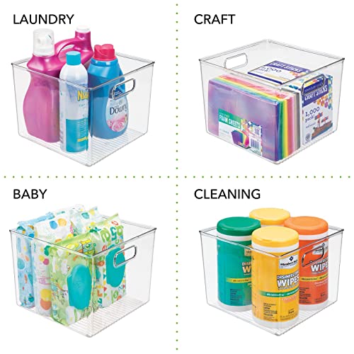 Plastic Modern Storage Organizer Bin Basket with Handles for Bathroom Organization