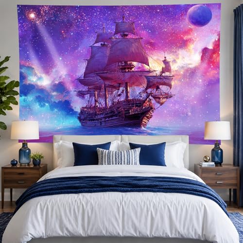 Blacklight Tapestry Ocean Ship Party Wall Decor 78 x 59 Inch