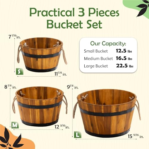 Set of 3 Wooden Flower Boxes Outdoor (3 Count)