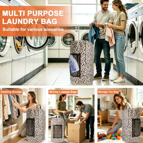 Laundry Bag Backpack Durable Laundry Bag with Shoulder Straps and Mesh Pockets Portable Laundry Hamper Dirty Clothes Bag for College