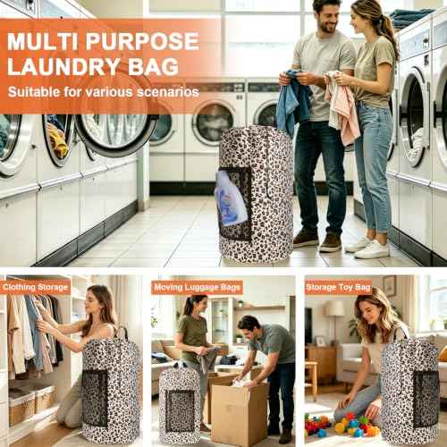 Laundry Bag Backpack Durable Laundry Bag with Shoulder Straps and Mesh Pockets Portable Laundry Hamper Dirty Clothes Bag for College
