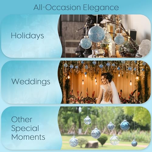 48 Pack Assorted Clear Christmas Ball Ornaments (48 Count)