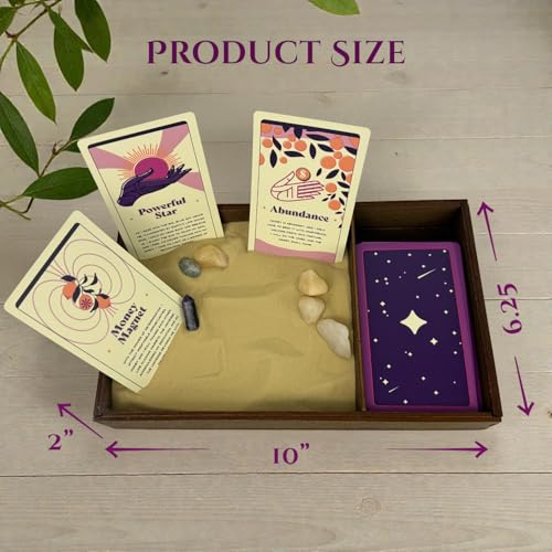Wooden Zen Garden with Daily Affirmation Cards for Women and Men