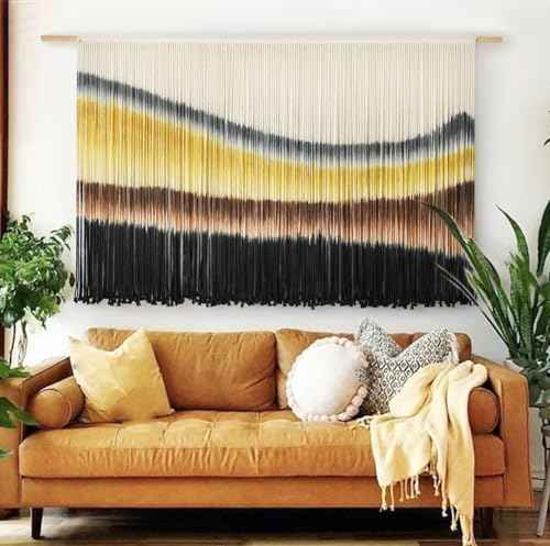 Large Macrame Wall Hanging Yellow Tie