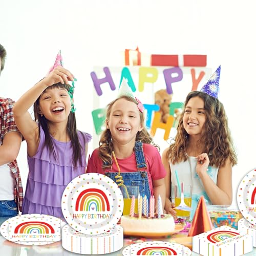 40 Pcs Happy Birthday Party Dinner Dessert Plates and Napkins Sets (40 Count)