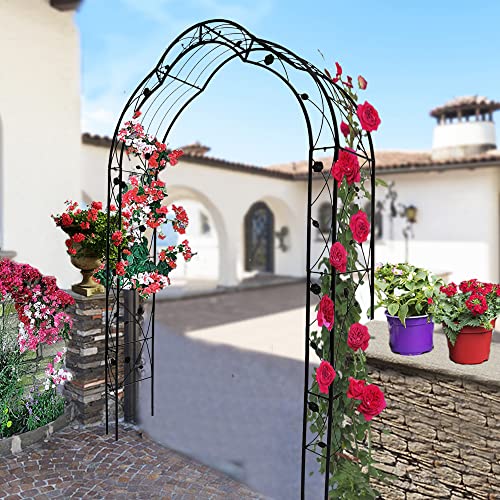 Metal Garden Arch 98.4" H Garden Arbor Trellis for Outdoor Climbing Plants Support Rose Lawn Tall Large Scale Event Arch