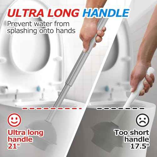 2Pack 3in1 Toilet Brush and Plunger Set (2 Count)