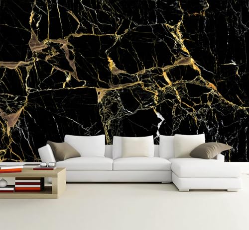 Black Golden Marble Abstract Wallpaper Mural for Living Room