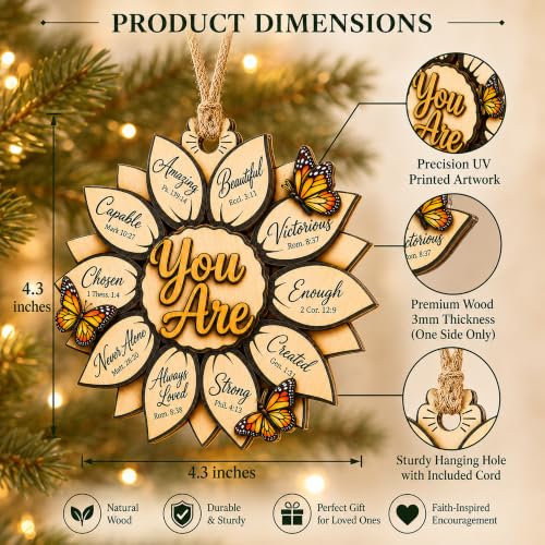 Religious Sunflower Christmas Ornament 2026