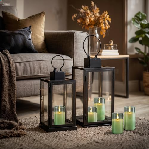 Sage Green Glass Flameless Candles (3 Count)