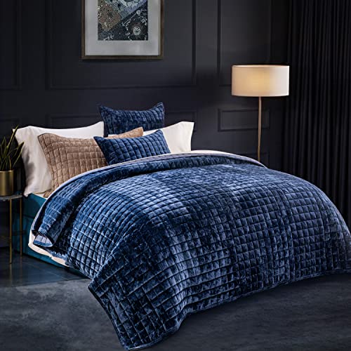 Channel Box Stitch Velvet Quilt Set
