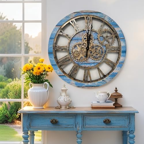 The Gears Clock The Original Real Moving Gear Wall Clock Vintage Industrial Oversized Rustic Farmhouse