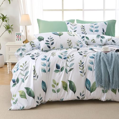 Grey Green Foliage Full Comforter Set