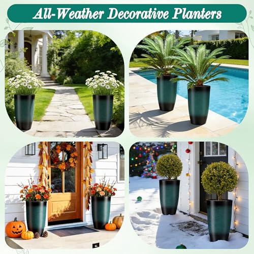Autodaya 24" Tall Large Outdoor Planters for Plants Set of 2 (2 Count)