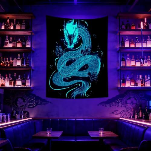 Blacklight Dragon Tapestry Wall Hanging 80"x60"