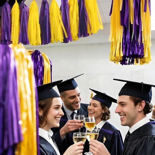 Purple Yellow Paper Tassel (20 Count)