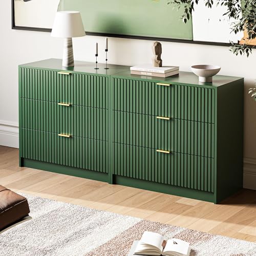 Green Fluted Dresser for Bedroom
