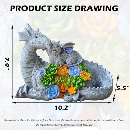 Solar Dragon Statue with LED Lights