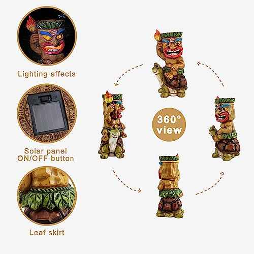 Tiki Outdoor Statue with Turtle Decor