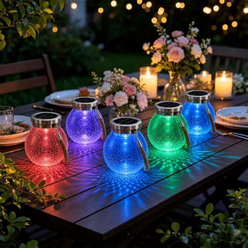 Solar Glass Jar Lantern RGB Color Changing (2 Count)