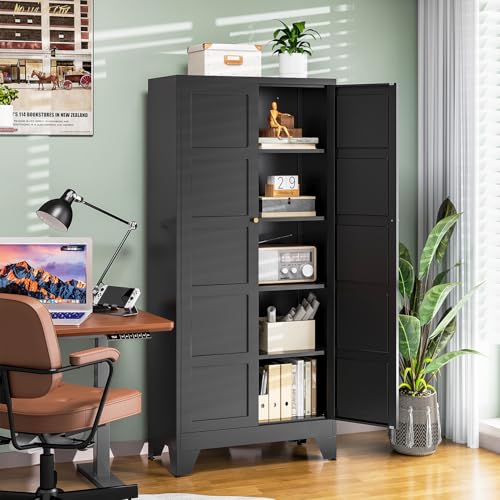 72" H Metal Storage Cabinet with 2 Doors and 4 Shelves