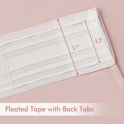 Light Pink Back Tab Blackout Curtains 52x63 Inches Long 2 Panels Set (2 Count)