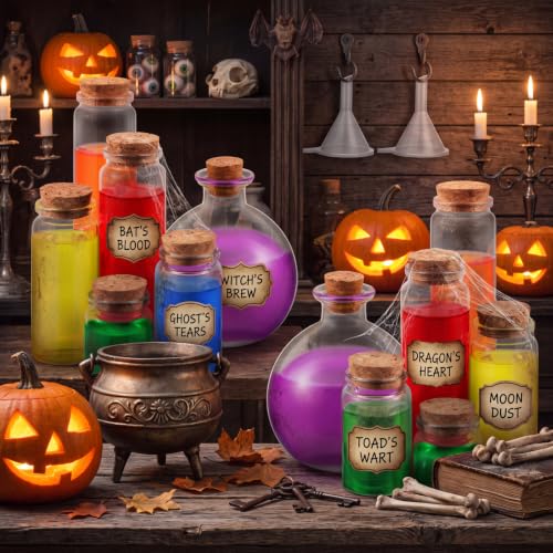 12 Mini Glass Potion Bottles with Corks (12 Count)