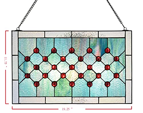 Tiffany Stained Glass 19.25" x 11.75" Window Panel