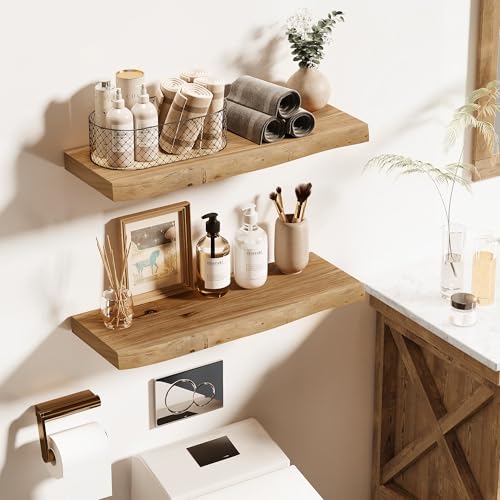 Wood Floating Shelves Live Edge 32” Set of 2 (2 Count)