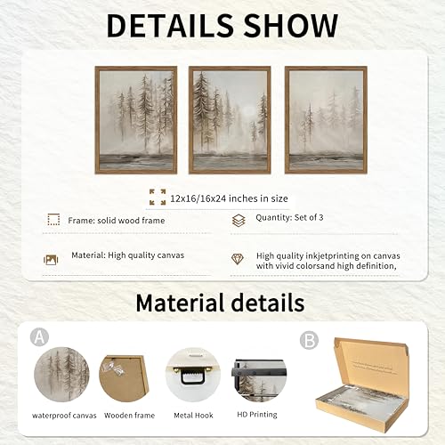 Framed Forest Wall Art Set of 3