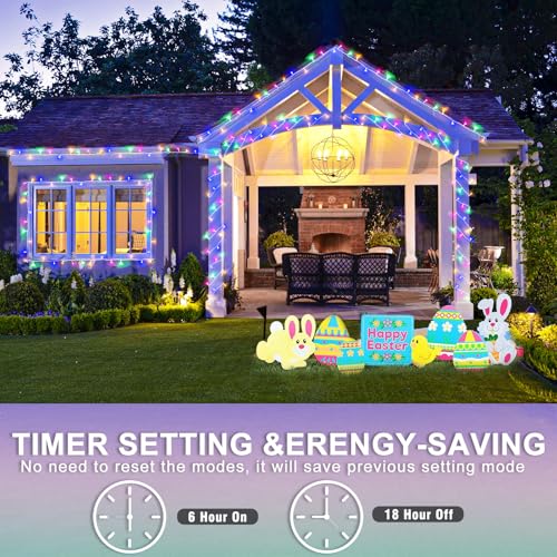 Christmas Lights Outdoor Waterproof Colorful String Lights Indoor 8 Modes Clear Wire 66ft 200 LED