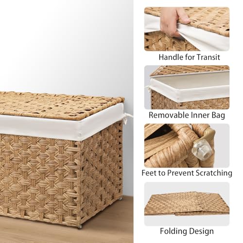 Large Wicker Storage Basket with Lid