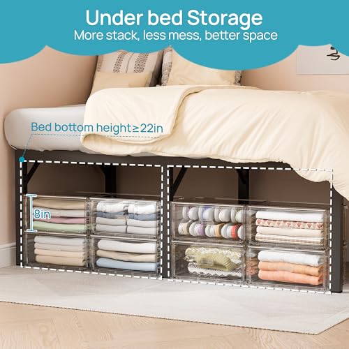 4 Pack Large Clear Stackable Storage Drawers 23QT (4 Count)